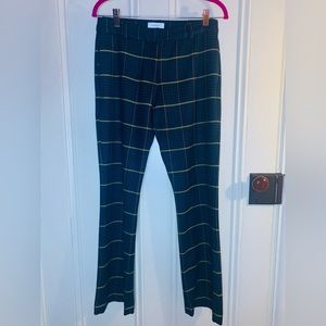 Anine Bing dark green pantsuit checkered in yellow and tan